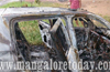 Udupi : Lucky escape for 5 as car catches fire after tyre burst